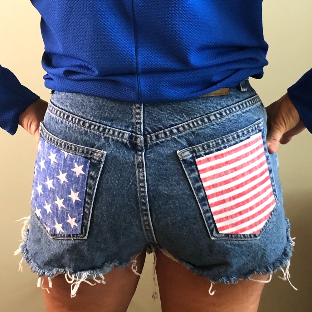 Cute 4th of July Patriotic Blue Jean Shorts size 4